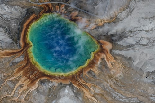 Preview: Aerial view of Grand prismatic spring in Yellowstone national park, USA