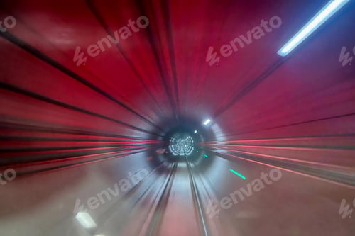 Preview: Long exposure in the subway tunnel in motion. The beautiful motion blur. Shanghai metro, China.