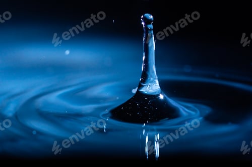 Preview: abstract background of blue water splash falling drop on liquid wave