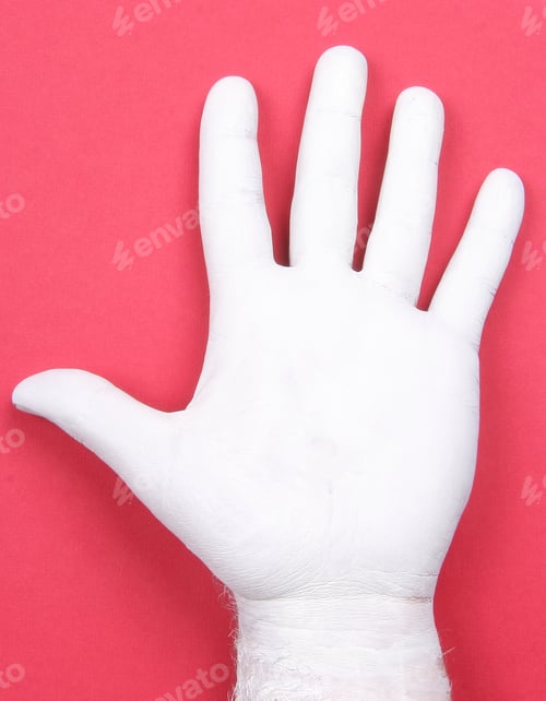 Preview: A Hand Of White Color Lies On A Bright Background There Is A Place For An Inscription