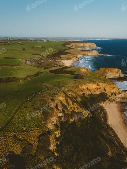 Preview: Aerial view of coastal cliffs and ocean.