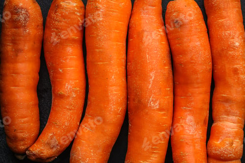 Preview: Carrot (Orange Color) Menu Concept. Food Background. Top View. Copy Space