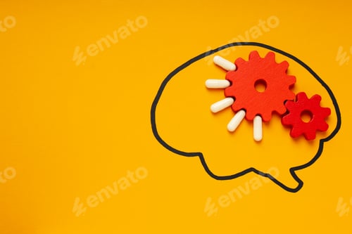 Preview: Dementia and parkinson's disease, ADHD, composition for head disease theme, space for text
