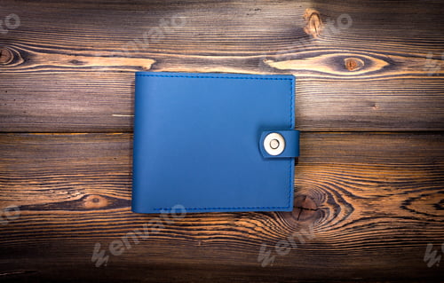 Preview: Leather wallet on the rustic wood background