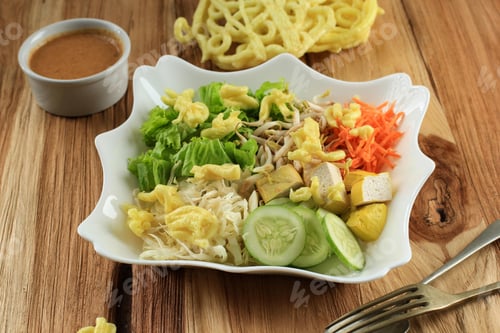 Preview: Asinan Betawi. Indonesian Raw Vegetable and Yellow Tofu Bean Curd with Tangy Peanut Dressing
