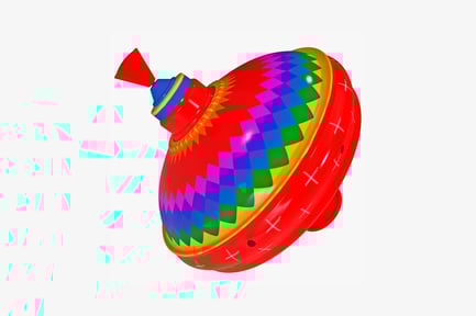 Preview: Cylindrical toy with multicolored geometric top