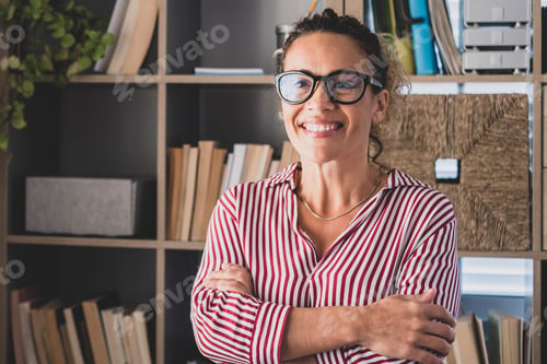 Preview: Portrait of one young and happy cheerful woman smiling looking at the camera having fun