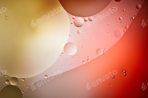 Preview: abstract background from mixed water and oil bubbles in red and yellow color