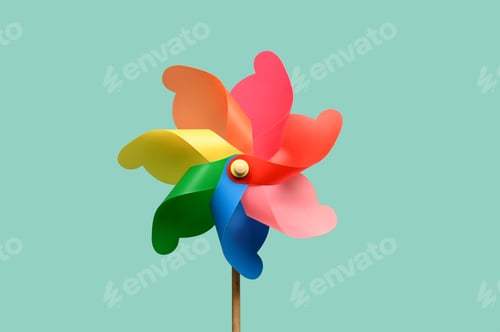 Preview: Colorful pinwheel against blue background