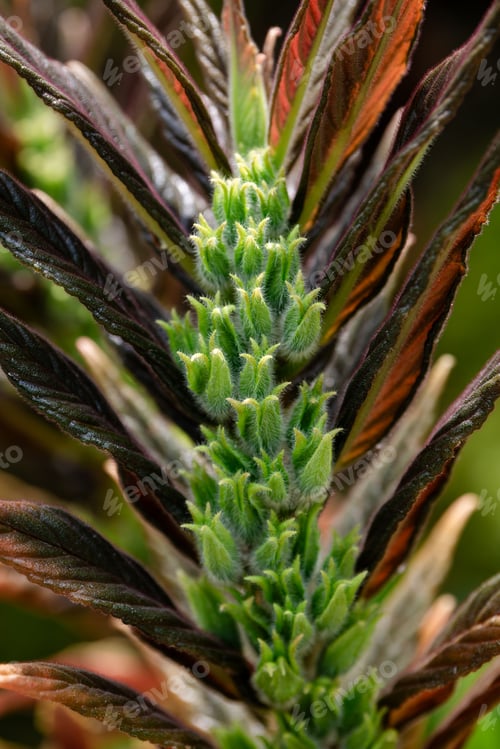 Preview: the end of a plant with some leaves growing in the middle