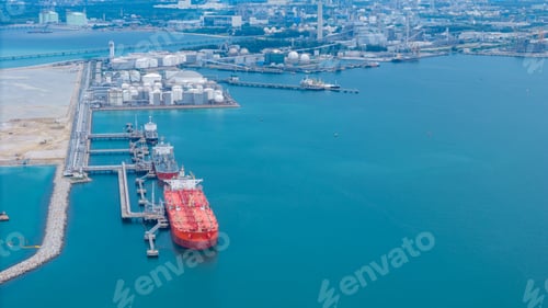 Preview: Oil tanker ship. Red Oil Tanker runing in the ocean sea. petroleum ship transportation