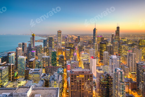 Preview: Chicago, Illinois USA aerial skyline