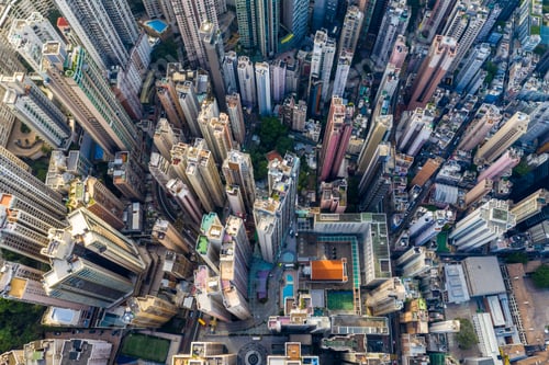 Preview: Central, Hong Kong 30 April 2019: Top view of Hong Kong city