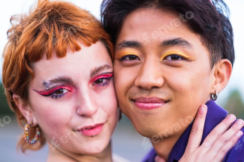 Preview: Portrait of teenagers with makeup fighting for pride