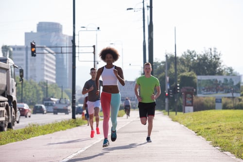 Preview: multiethnic group of people on the jogging