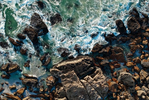 Preview: Aerial view of a rocky ocean shore