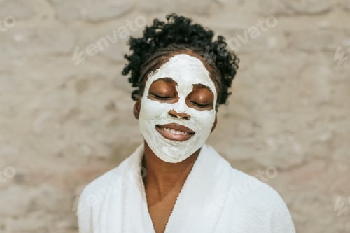 Preview: Woman in facial mask, spa day photo