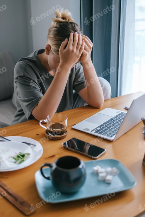 Preview: woman working remotely home representing freelance lifestyle, work-from-home