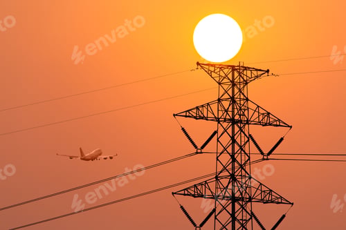 Preview: silhouette of high voltage electrical pole structure