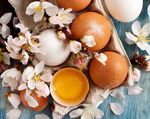 Preview: Сhicken eggs and almond flowers