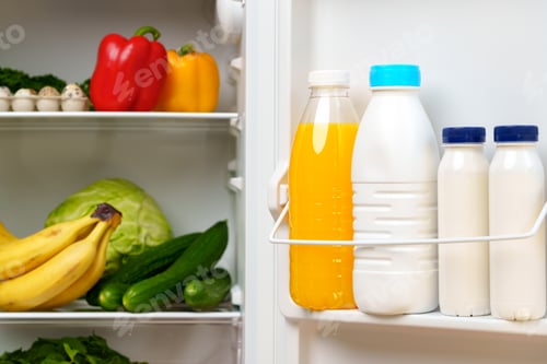 Preview: Fresh Produce Inside White Refrigerator