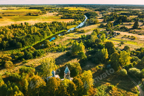 Preview: Martinovo, Beshenkovichsky District, Vitebsk Region, Belarus. Village Cityscape Skyline In Autumn