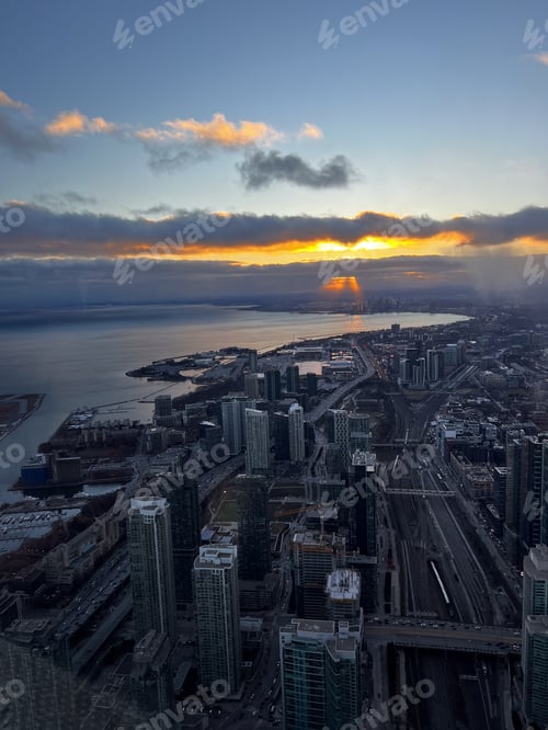 Preview: Skyscrapers in the city during evening and night lights