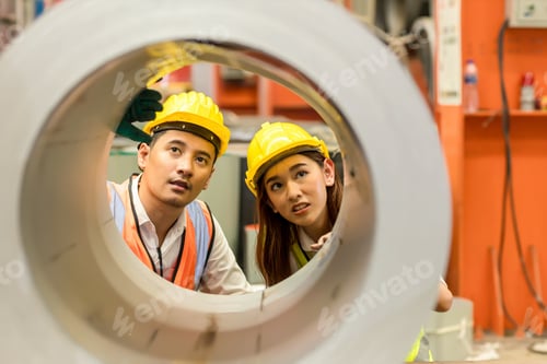 Preview: Foreman or worker work at factory site check up machine or products in site.
