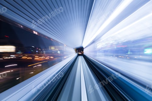 Preview: Light trail accelerating through a tunnel