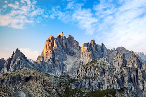 Preview: Tre Cime di Lavaredo peak at sunset