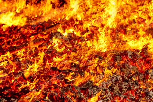 Preview: Fire. Volcano incandescent material. Hot charcoal bonfire. Carbon emissions