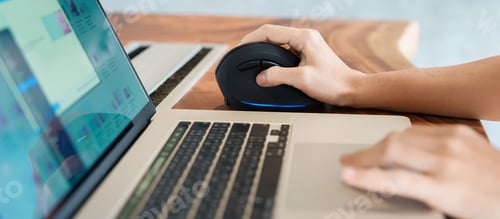 Preview: woman hand using computer ergonomic mouse