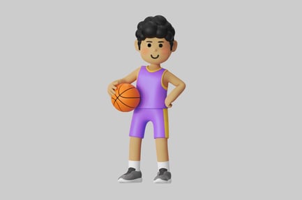 Preview: Cartoon basketball player with ball
