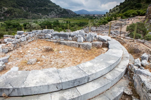 Preview: Turkey touristic area Dalyan Ortaca, Kaunos rock tombs in Dalyan, ancient city of Kaunos, Turkey.