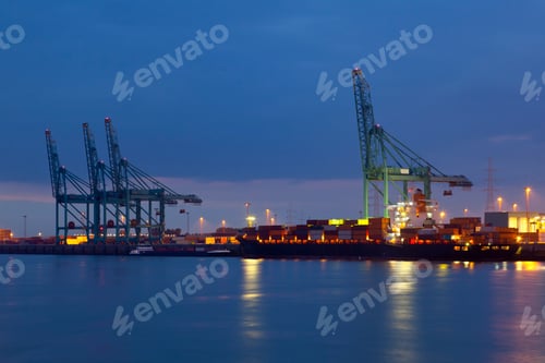 Preview: Container Harbor At Night