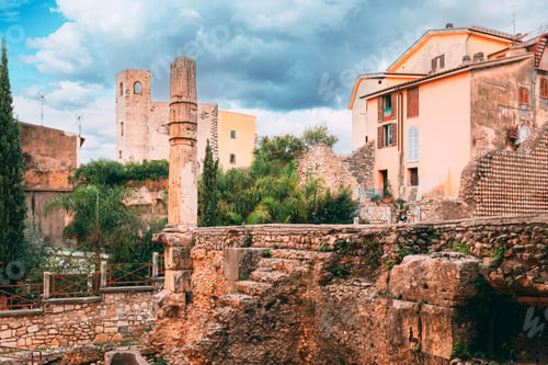 Preview: Terracina, Italy. Monumental Complex Of The Emiliano Forum. Altered Sky