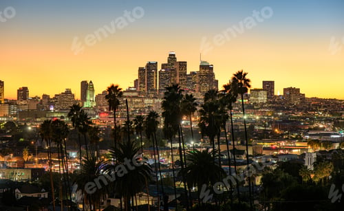Preview: Downtown Los Angeles skyline at sunset