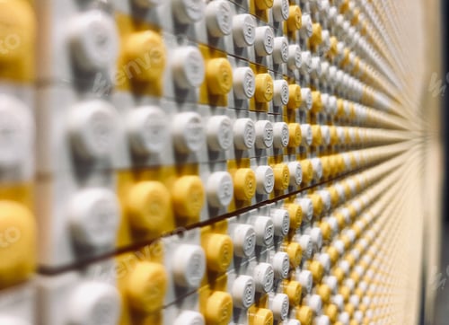 Preview: Abstract concept data yellow and white LEGO bricks lined up