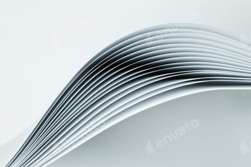 Preview: Several curved sheets of paper on a white background