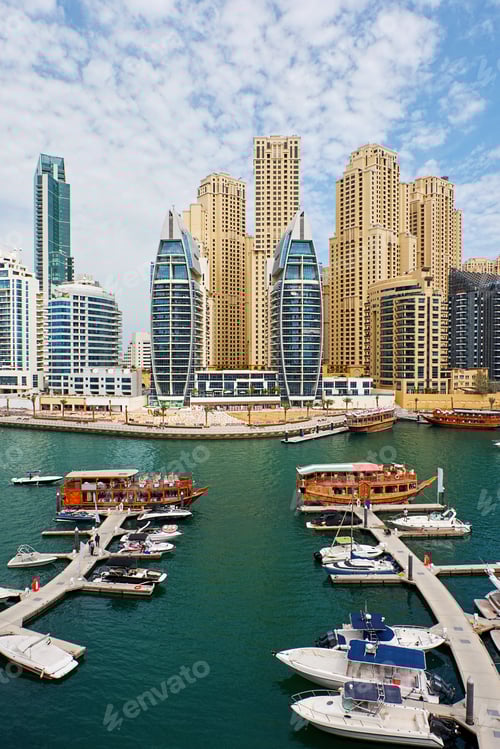 Preview: Dubai marina cityscape at daylight