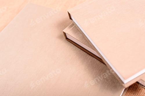Preview: Velvet covers of a photo book with room for text.
