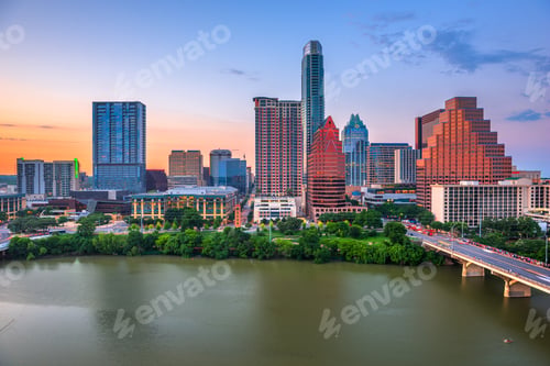 Preview: Austin, Texas, USA downtown city skyline on the Colorado River