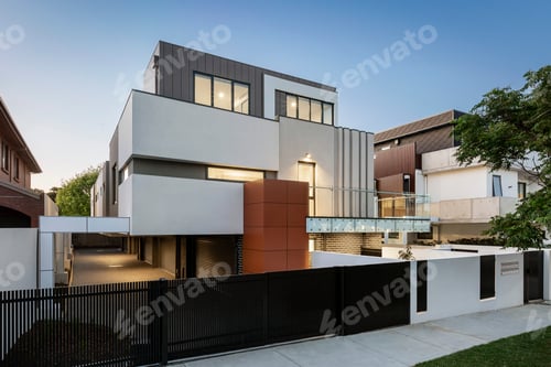 Modern Architecture of Townhouses in Urban Setting