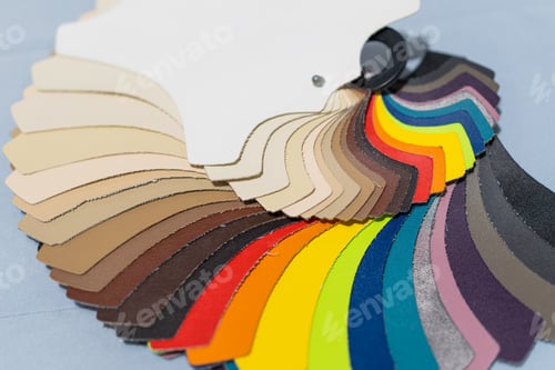 Preview: Catalog of multicolored imitation leather from matting fabric texture background