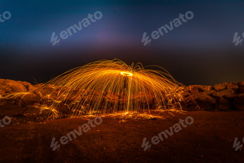 Preview: Fire dancers Swing fire dancing show fire show on the beach dance man juggling with fire