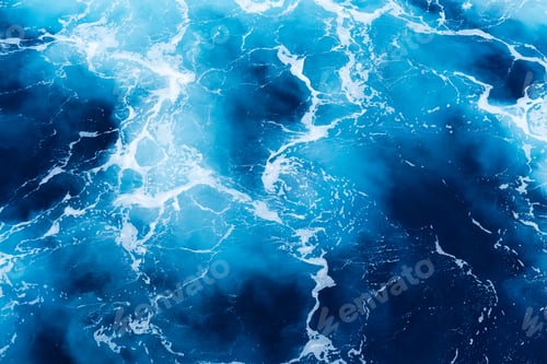 Preview: Waves and blue water as a background. View at the ocean surface.