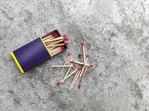 Preview: MatcMatches, Mahbox and matches or matchstick on flore with copy space for text, home essential item