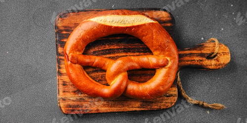 Preview: Bretzel fresh baked goods brezel tasty food dish delicious gourmet food background on the table