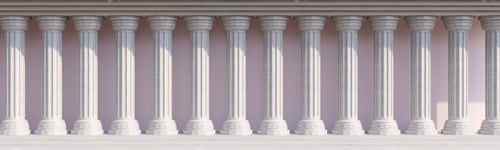 Preview: Classical building facade with stone columns in a row, marble pillars colonnade, Ancient Greek.