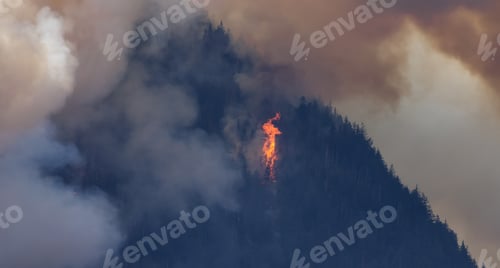 Preview: BC Forest Fire and Smoke over the mountain near Hope
